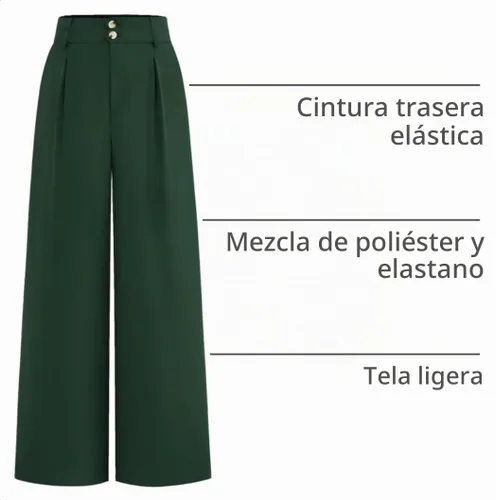 Vista 4 de BTFBM Pantalones de vestir de pierna ancha para mujer, trajes casuales de Verde oscuro