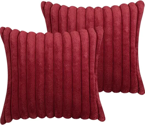 Vista 14 de Juego de 2 fundas de almohada decorativas de 16 x 16 pulgadas, fundas decorativas de piel sintética para cama, sofá, funda de almohada suave y Negro