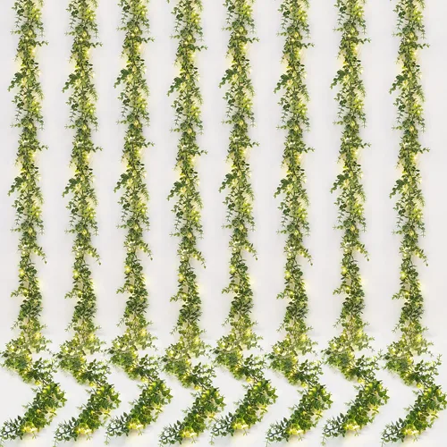 Vista 20 de Dolicer Guirnalda de eucalipto, paquete de 2 unidades, vegetación sintética de 12 pies, guirnaldas colgantes falsas para telón de fondo de boda
