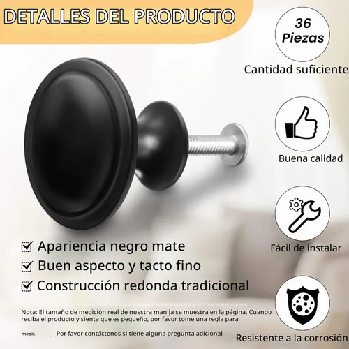 Vista 3 de Ripeng 36 pomos redondos para gabinetes de cocina, manijas de cajón de hardware con tornillos para muebles de dormitorio (1.06 pulgadas)