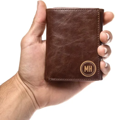 Vista 2 de Cartera personalizada de tejón Swanky - Cartera triple, ranuras para identificación y tarjetas