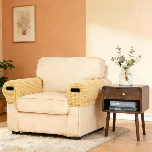 Vista 3 de Juego de 4 fundas elásticas para brazos de sofá, con bolsillo, fundas extraíbles antideslizantes para reposabrazos para sillón reclinable