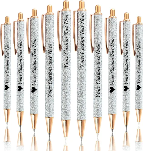 Vista 42 de Bolígrafos de purpurina personalizados con nombre impreso, bolígrafo personalizado con barril de metal, retráctil, bonito y elegante, regalos
