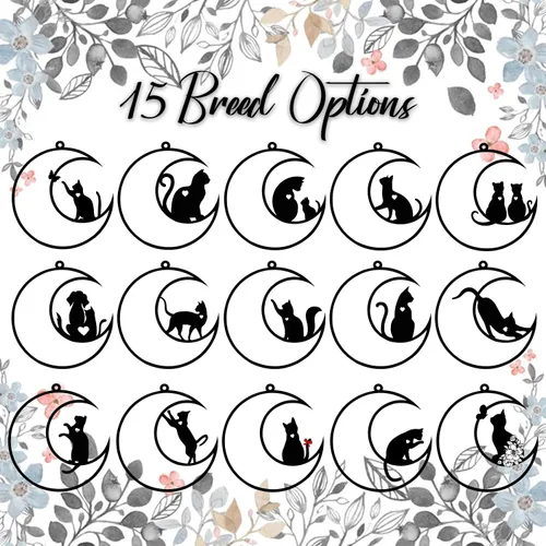 Vista 3 de xrlsg Atrapasoles conmemorativo personalizado con nombre personalizado de razas de gato, adorno de pérdida de condolencias de gatos, regalo
