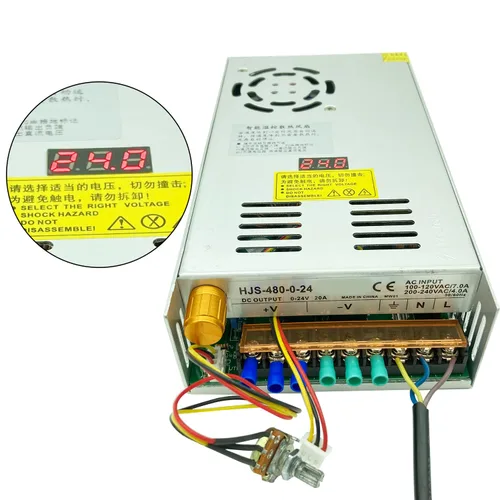 Vista 4 de Transformador AC-DC 0-24V Ajustable 20A480W Voltaje Pantalla Digital DC Regulada Fuente de alimentación de conmutación Adaptación al motor
