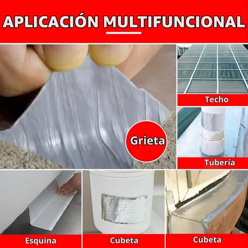 Vista 6 de TAPEBEAR Cinta de Butilo Impermeable Cinta de Sellado 2 pulgadas x 16 pies, Cinta de Papel de Aluminio Mejorada Resistente para Reparación de RV