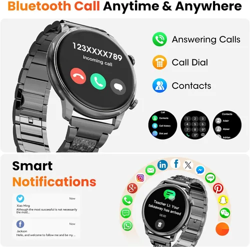 Vista 2 de Hwagol Relojes inteligentes para mujer, teléfonos Android compatibles con iPhone (llamada Bluetooth), monitor de ritmo cardíaco y sueño, 100 modos