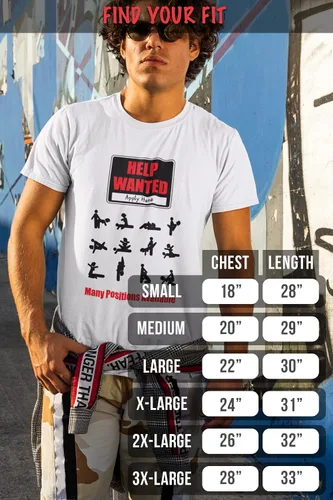 Vista 4 de ShirtBANC Help Wanted - Camisetas divertidas para hombre, comedia, muchas posiciones disponibles