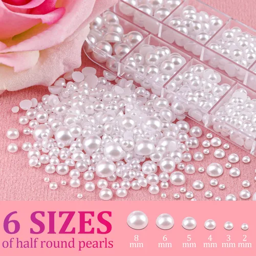 Vista 2 de 2700 perlas de espalda plana para manualidades de perlas para uñas