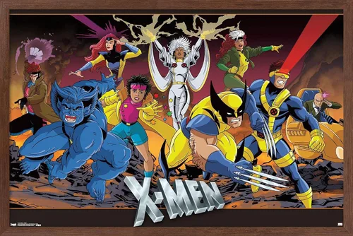 Vista 15 de Trends International Marvel Comics - Póster de pared de grupo de The X-Men, 14.725 x 22.375 pulgadas, versión enmarcada de madera de granero