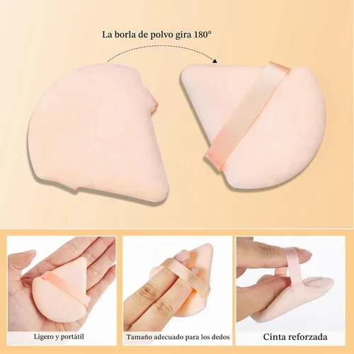 Vista 4 de 6 Piezas Borla de Polvo Triangular Esponja de Maquillaje Suave Borla de Maquillaje para Polvo Facial Base Cosmética Esponja Herramienta de Beige