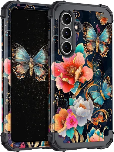 Vista 56 de Miqala Funda para Galaxy S21 FE 5G, brilla en la oscuridad, tres capas, resistente, protección a prueba de golpes, parachoques de plástico