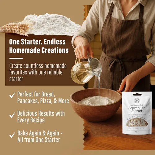 Vista 4 de MY RUSTIC ROOTS Cultivo básico de masa madre de San Francisco totalmente natural y orgánica, iniciador de pan de masa madre apto para principiantes