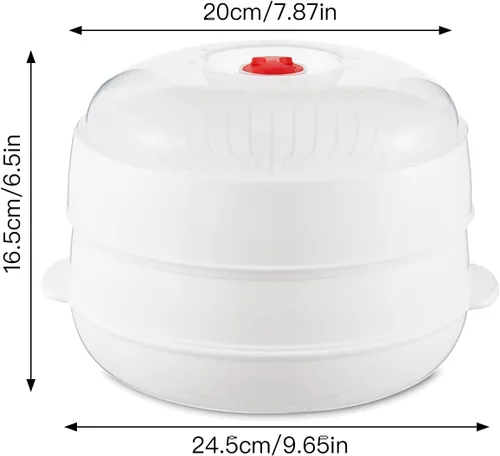 Vista 2 de Vaporizador de verduras para microondas para cocinar, vaporizador de microondas con tapa, sin BPA (doble capa)