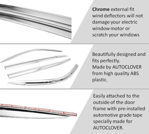 Vista 5 de AUTOCLOVER - Juego de 6 protectores de lluvia con cinta adhesiva para Toyota Rav4 2013 2014 2015 2016 2017 2018 / deflectores de ventana, persianas