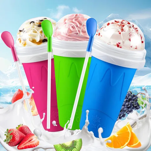 Vista 7 de Tgosomt Paquete de 2 Vasos para Hacer Granizados, Vaso de Batidos Mágico de Compresión Rápida, Vasos para Granizados Congelados DIY, Batidora
