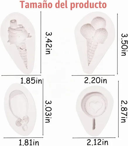 Vista 2 de Mini molde de fondant para pastel de helado de 3 piezas, molde de silicona para helado para decoración de pasteles, chocolate con azúcar dulce