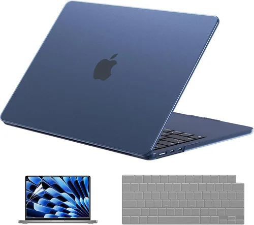 Vista 12 de EooCoo - Funda para MacBook Air de 15 pulgadas M5 M4 M3 M2 2026-2023, color negro cristal Easy to Install, Sturdy, Plastic Hard Shell Case &