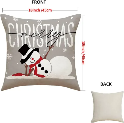 Vista 5 de Fundas de almohada navideñas de muñeco de nieve de 18 pulgadas, 4 piezas, decoraciones festivas para el hogar (4 piezas mixtas)