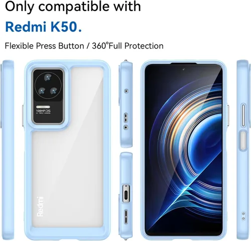 Vista 4 de Funda transparente para Redmi K50, Redmi K50 Pro/Redmi K60E con protector de pantalla, antiarañazos, a prueba de golpes, de policarbonato duro