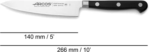 Vista 2 de Arcos Cuchillo de chef de acero inoxidable de 5 pulgadas. Cuchillo de cocina profesional para cortar carne, pescado, aves, frutas y verduras. Mango