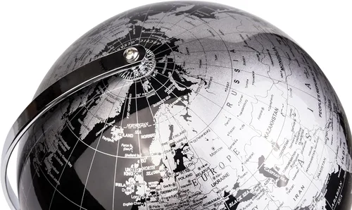 Vista 4 de ANNOVA Globo metálico negro – Decoración de escritorio educativa/geográfica/moderna – Arco y base de acero inoxidable/mundo de la Tierra – negro