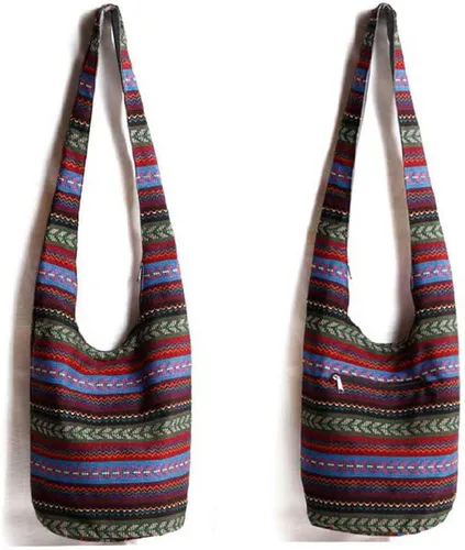 Vista 4 de KARRESLY - Bolso bandolera de algodón bohemio, estilo hippie, hecho a mano Bohemian, Cotton, Hippie, Handmade, Messenger