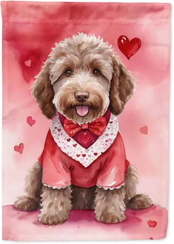 Vista 126 de Caroline's Treasures DAC5252GF Affenpinscher - Bandera de jardín con texto en inglés "My Valentine", bandera decorativa para patio exterior, patio