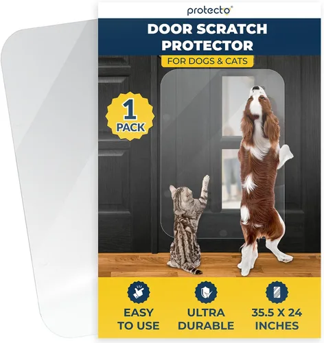 Vista 13 de PROTECTO Door Protector from Dog Scratching, 18x12 - Door Scratch Guard Heavy Duty Door Scratch Protector for Cats & Dogs, Clear Scratch Shield
