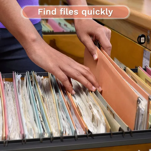 Vista 7 de Tenare 4 rieles colgantes de PVC negro, sistema de colgar para archivar que mantiene tus carpetas ordenadas y organizadas
