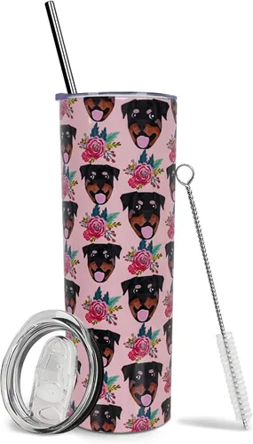 Vista 45 de Dachshund - Vaso de viaje aislado de acero inoxidable de 20 onzas con asa y pajilla, regalo para mujer, para el Día de la Madre, a prueba de fugas