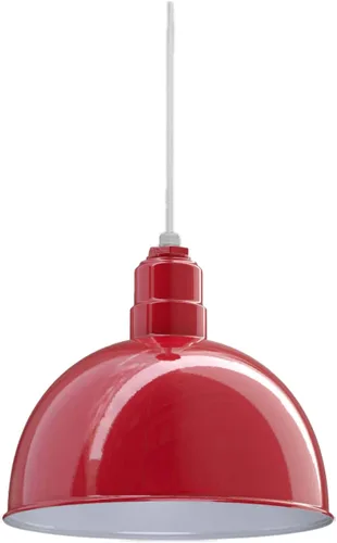 Vista 60 de Steel Lighting Co. Colgante de cuenco rosa Lámpara montada en el techo Cúpula de 15 pulgadas vástago de 12 pulgadas Estilo granero de acero