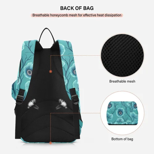 Vista 4 de Bolsa deportiva de tenis para mujer, bonita y resistente con diseño de dibujos animados, diseño de anémona, color verde azulado, para tenis