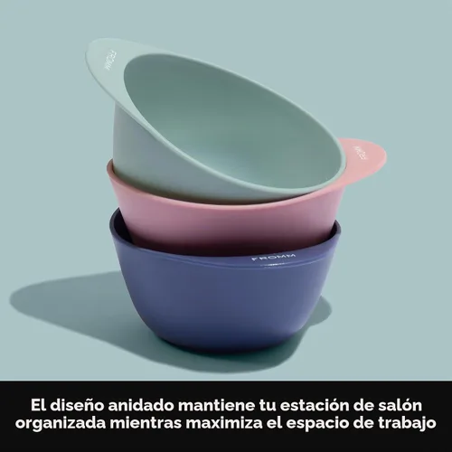 Vista 2 de Fromm Juego de 3 cuencos de mezcla de color de 10 onzas, cuencos profesionales de salón de belleza, cuencos de color para coloristas y estilistas