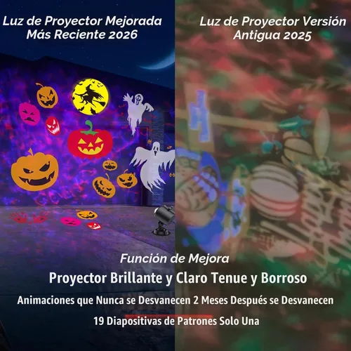 Vista 3 de Luces de proyector de decoraciones de Halloween más brillantes, proyectores navideños actualizados 2026, proyector de Navidad con 19 diapositivas