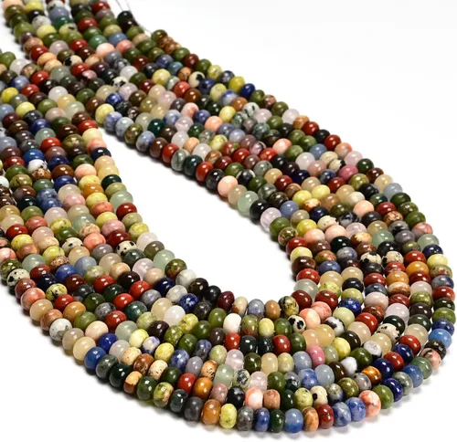 Vista 31 de CAI YI MING, cuentas 2x4mm naturales en forma de rondelle – Espaciadores de gemas sueltas para hacer joyas DIY (Amazonita)