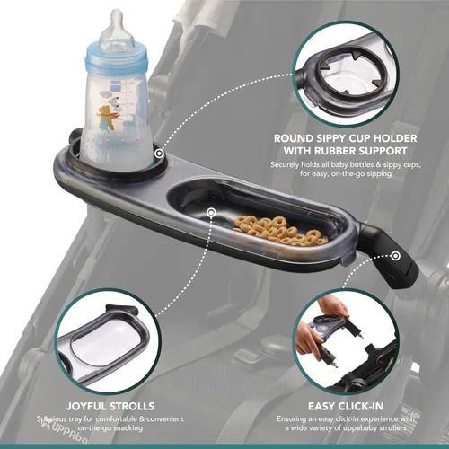 Vista 3 de Bandeja de aperitivos compatible con UPPAbaby Vista V2, Vista, Cruz, Cruz V2, RumbleSeat, RumbleSeat V2, bandeja de aperitivos con portavasos, apta
