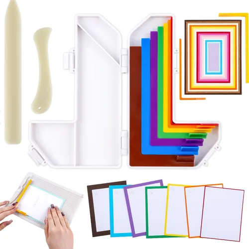Vista 17 de 7 guías de alineación de manualidades de papel con estuche de almacenamiento, capas de precisión y espaciadores de estera, 1/16 a 1/2 pulgadas 7