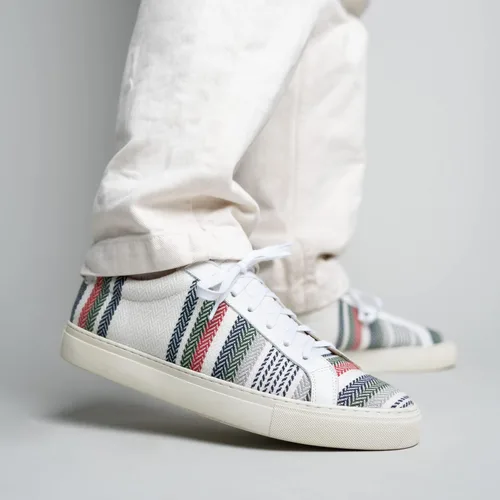 Vista 4 de TAFT Tenis para hombre con tejido jacquard multicolor y suela EcoRubber, Entretejido negro