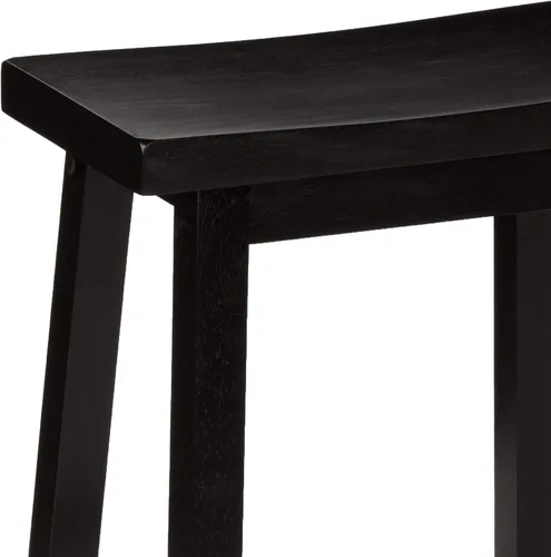 Vista 6 de Amazon Basics Taburetes de bar de madera maciza para isla de cocina con reposapiés, 24 pulgadas de altura, negro, juego de 2