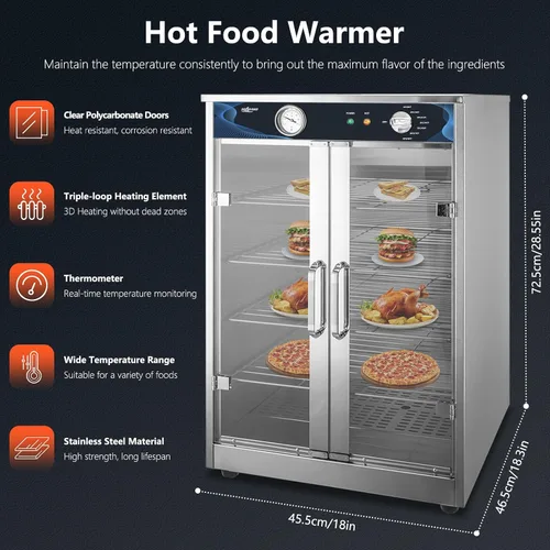 Vista 2 de Calentador de alimentos eléctrico para catering, calentador de alimentos calientes de 5 estantes, gabinete de retención calentado para encimera, uso