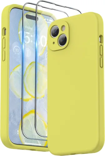 Vista 11 de SURPHY Funda diseñada para iPhone 15 Plus con protector de pantalla y cordón, correa de teléfono y funda de silicona líquida para teléfono