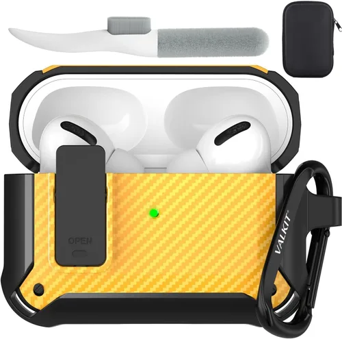 Vista 30 de Valkit Funda para Airpods Pro 2 con cerradura, funda militar de cuerpo completo para AirPod Pro rígida con llavero, funda para Airpods Pro de 2ª/1ª