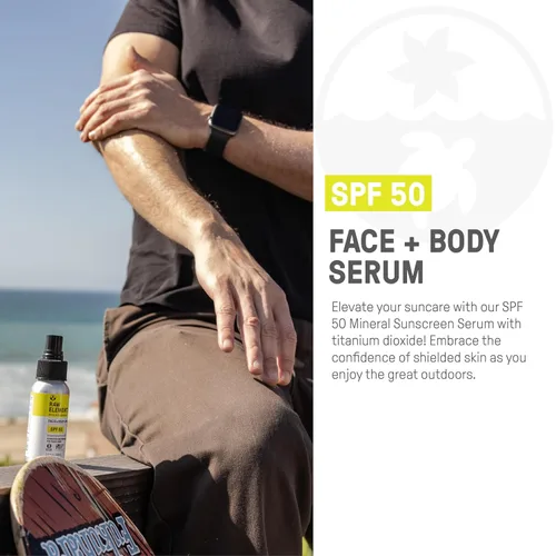 Vista 2 de Raw Elements Face + Body Serum SPF 50 Protector solar mineral totalmente natural, 2 onzas All-natural mineral sunscreen with broad-spectrum
