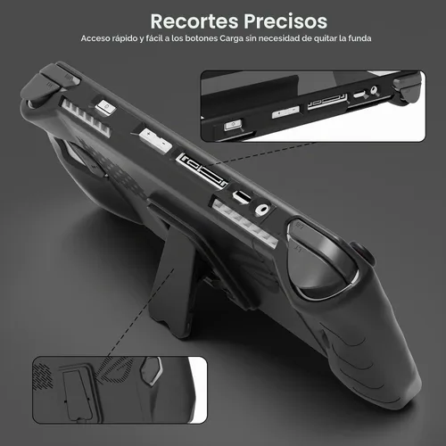 Vista 7 de Funda Protectora Ultradelgada de TPU Mejorada con Tapa Frontal Compatible con ASUS ROG Ally, Diseño Anti-Golpes, Antideslizante y Antiarañazos Negro