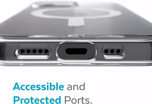 Vista 9 de Speck Funda transparente para iPhone 12, protección contra caídas para teléfonos iPhone 12 Pro y iPhone 12, diseñada para MagSafe, antiamarilamiento