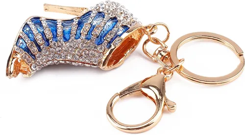 Vista 7 de Yosoo Llavero de tacón alto con diamantes de imitación para decoración de zapatos, llavero esmaltado multicolor, llavero de coche, regalo