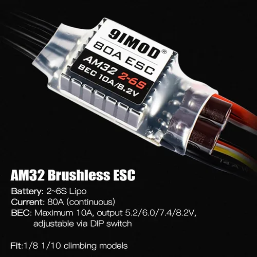Vista 3 de AM32 80A RC Motor sin escobillas ESC Combo 3542-1850KV Motor sin escobillas y ESC con conector USB sin sensor RC ESC Kit de motor para 1/8 1/10