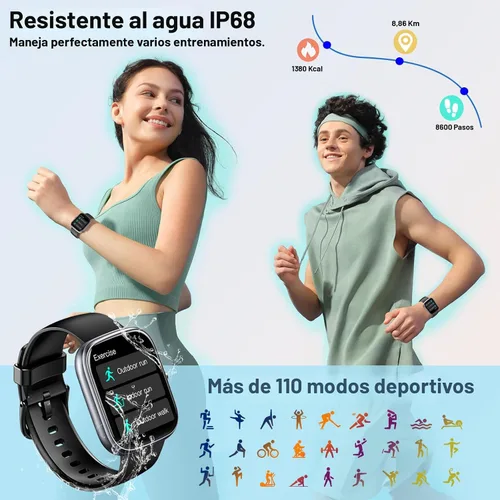 Vista 6 de Reloj inteligente para hombres y mujeres, reloj inteligente HD 2025 de 1.91 pulgadas (respuesta/hacer llamadas), más de 112 modos deportivos