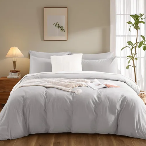 Vista 9 de NEXHOME PRO Funda de edredón Twin XL 100% algodón lavado, transpirable, duradera, texturizada, similar al lino, juego de ropa de cama para el hogar
